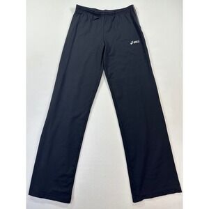 Asics Track Pants Mens M Black Tactel Nylon Spandex Athletic Made In USA Running